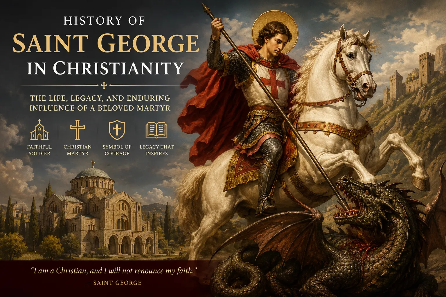 Saint George depicted in Christian tradition as a courageous martyr and symbol of faith.